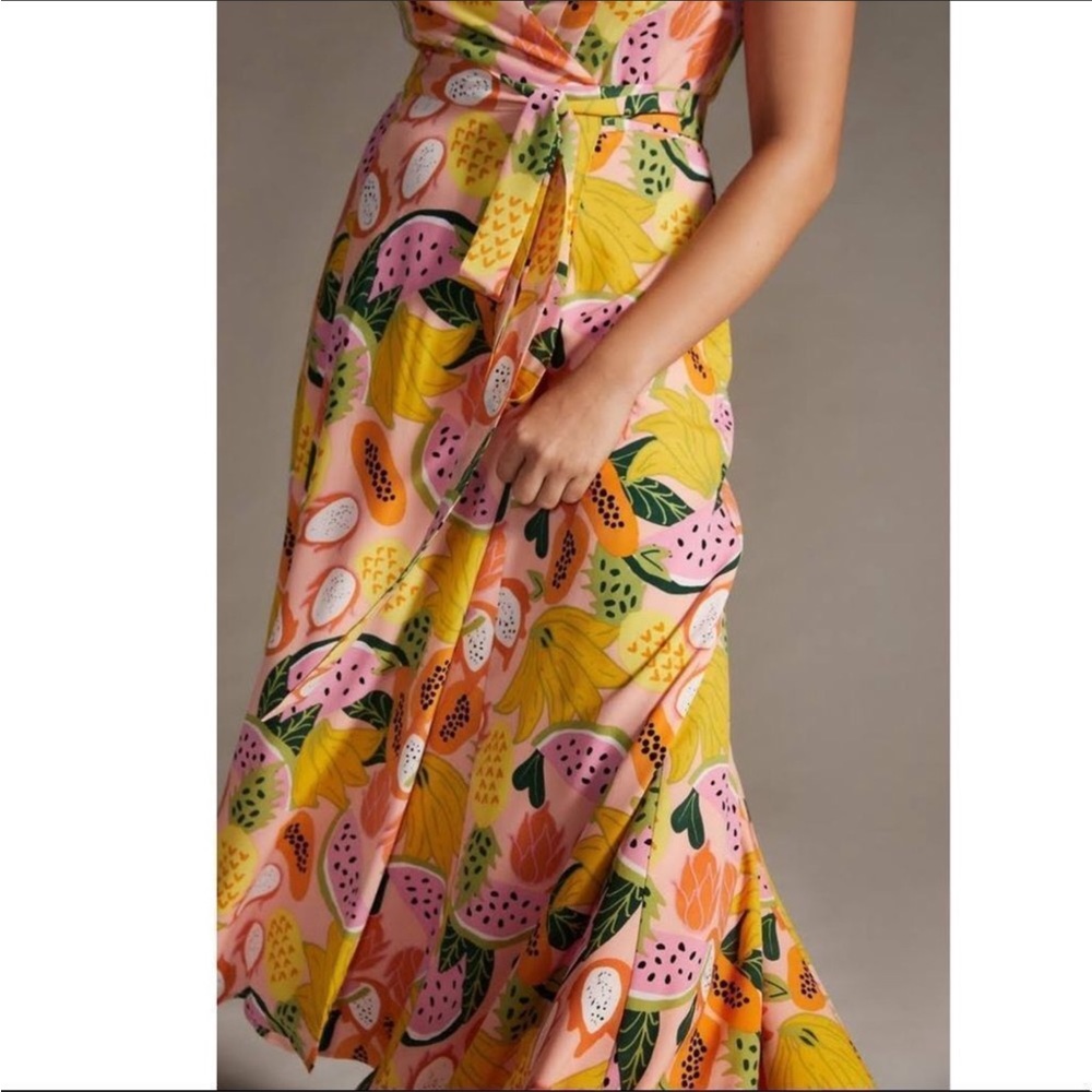 Anthro Hutch Tropical Fruit Wrap Maxi Dress - Picture 8 of 16